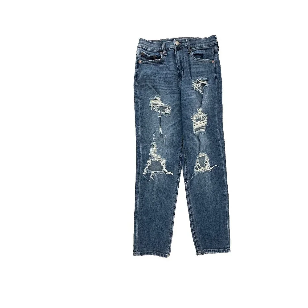 Aeropostale Distressed Stretch‎ Mom Jean Women's size 6 Dark Blue Denim Jeans